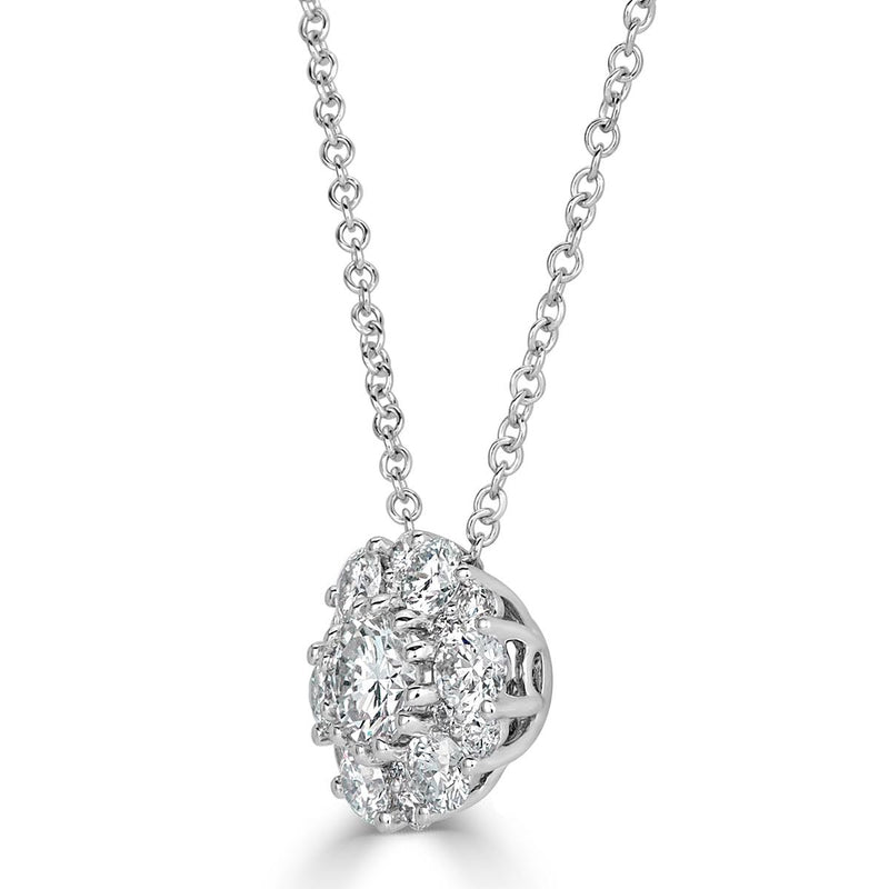 0.71ct Round Brilliant Cut Floral Halo Diamond Pendant