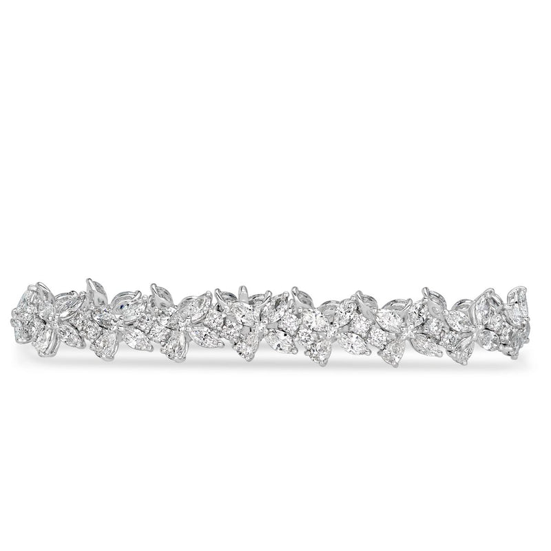 12.41ct Fancy Floral Cluster Diamond Bracelet
