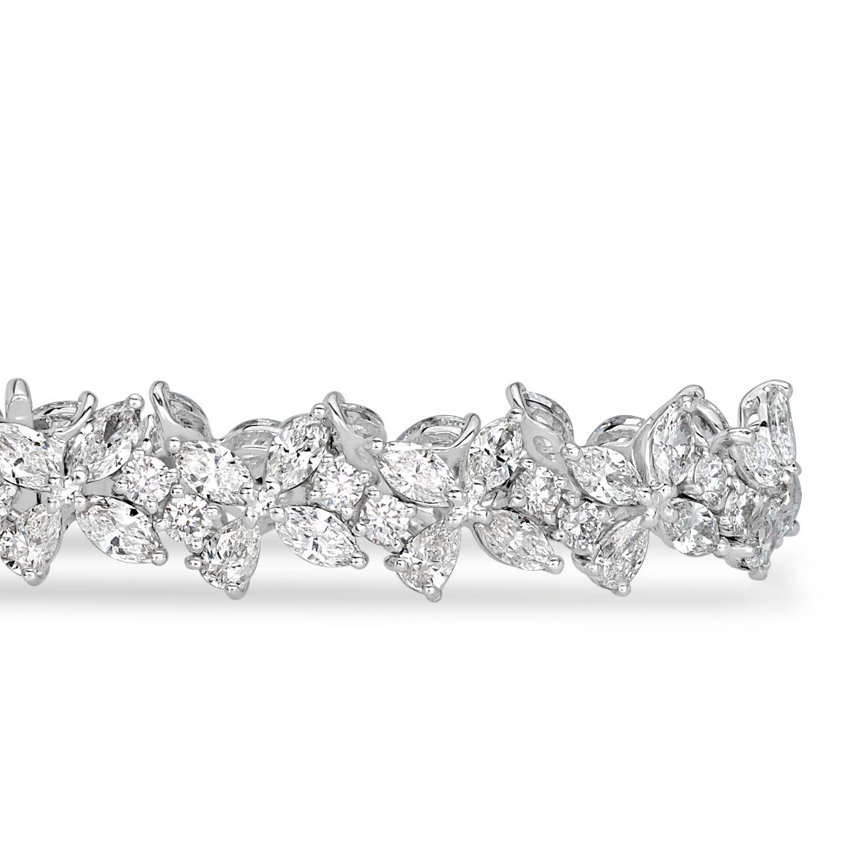 12.41ct Fancy Floral Cluster Diamond Tennis Bracelet