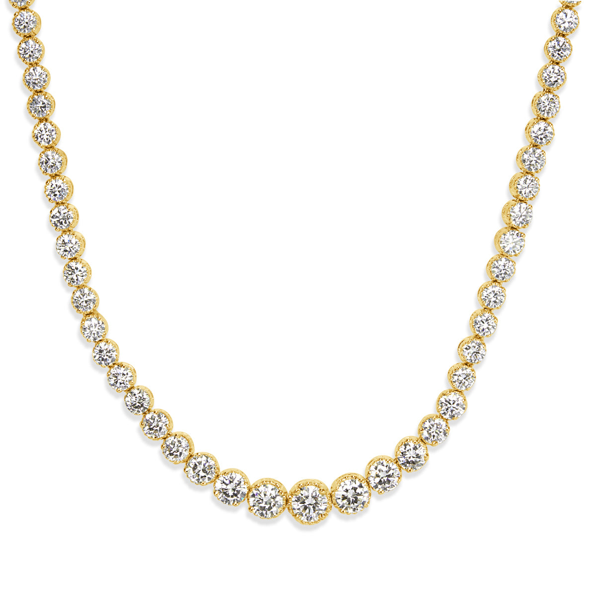 18.10ct Round Brilliant Cut Diamond Estate Riviera Necklace in 14k Yellow Gold in 17'