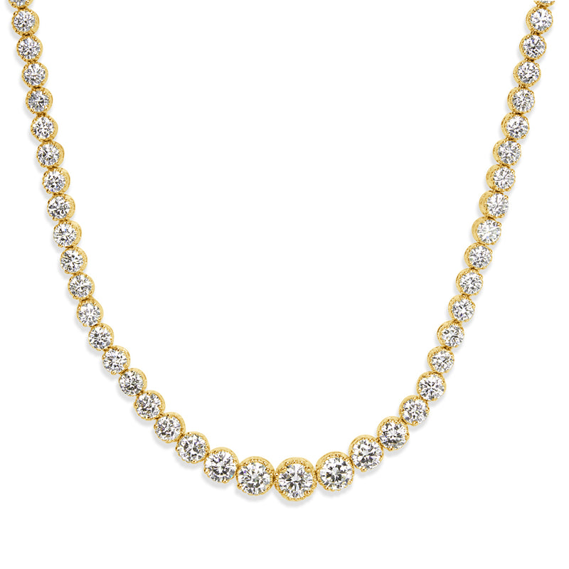18.10ct Round Brilliant Cut Diamond Estate Riviera Necklace in 14k Yellow Gold in 17'