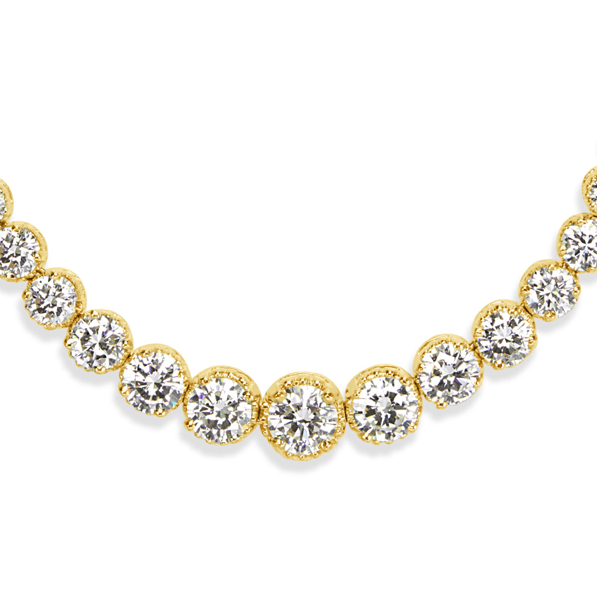 18.10ct Round Brilliant Cut Diamond Estate Tennis Necklace in 14k Yellow Gold