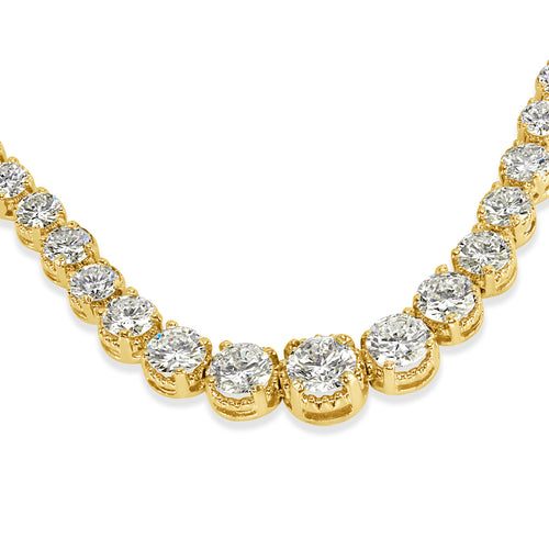18.10ct Round Brilliant Cut Diamond Estate Tennis Necklace in 14k Yellow Gold