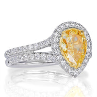2.13ct Fancy Yellow Pear Shaped Diamond Engagement Ring