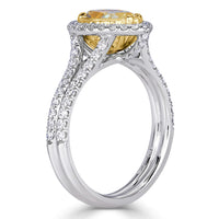 2.13ct Fancy Yellow Pear Shaped Diamond Engagement Ring