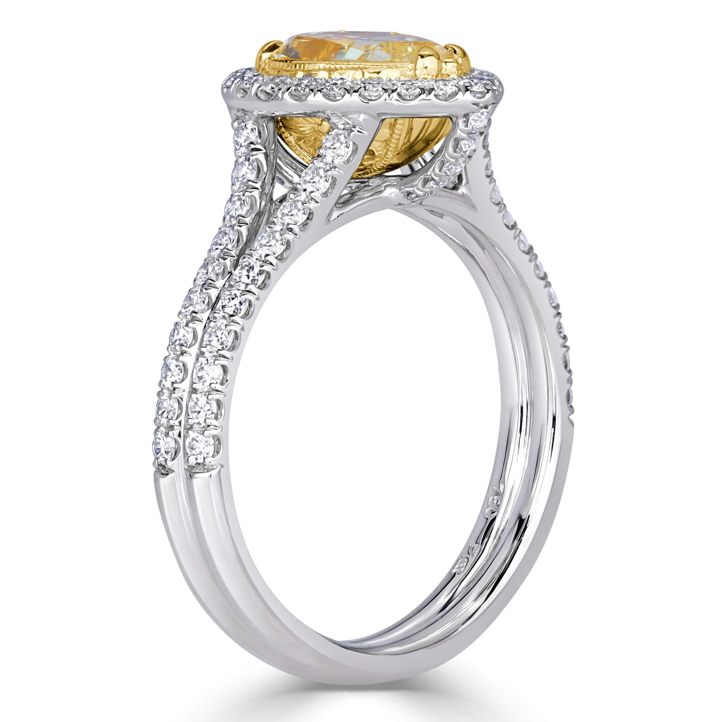 2.13ct Fancy Yellow Pear Shaped Diamond Engagement Ring