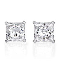 4.04ct Princess Cut Diamond Stud Earrings