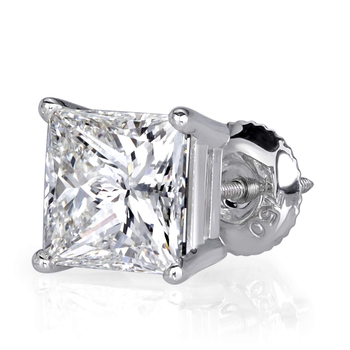 4.04ct Princess Cut Diamond Stud Earrings