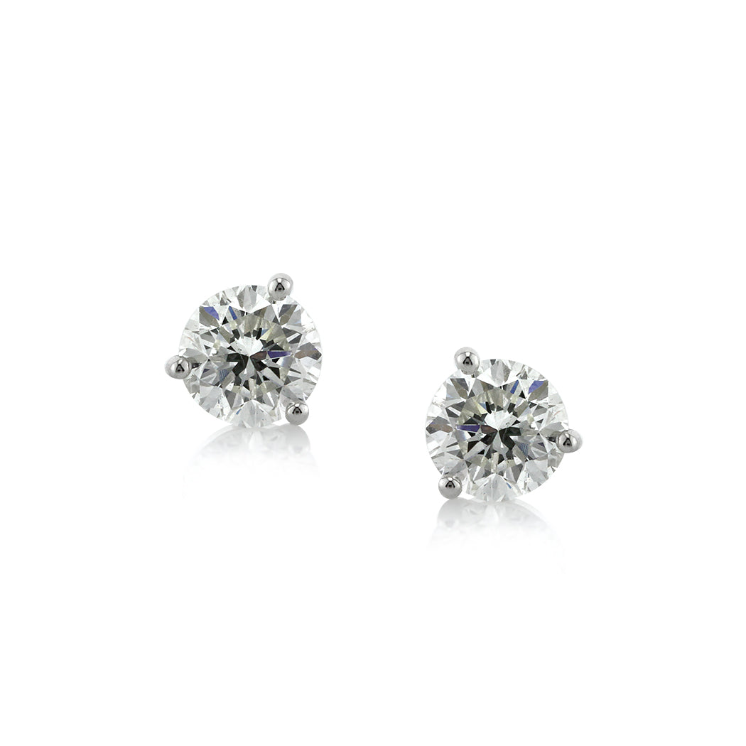 2.01ct Round Brilliant Cut Diamond Stud Earrings