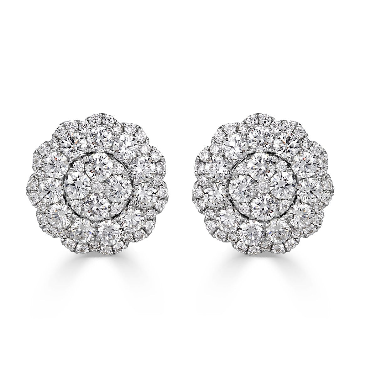 2.08ct Round Brilliant Cut Diamond Floral Halo Stud Earrings