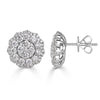 2.08ct Round Brilliant Cut Diamond Floral Halo Stud Earrings