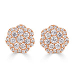 1.03ct Round Brilliant Cut Diamond Floral Stud Earrings