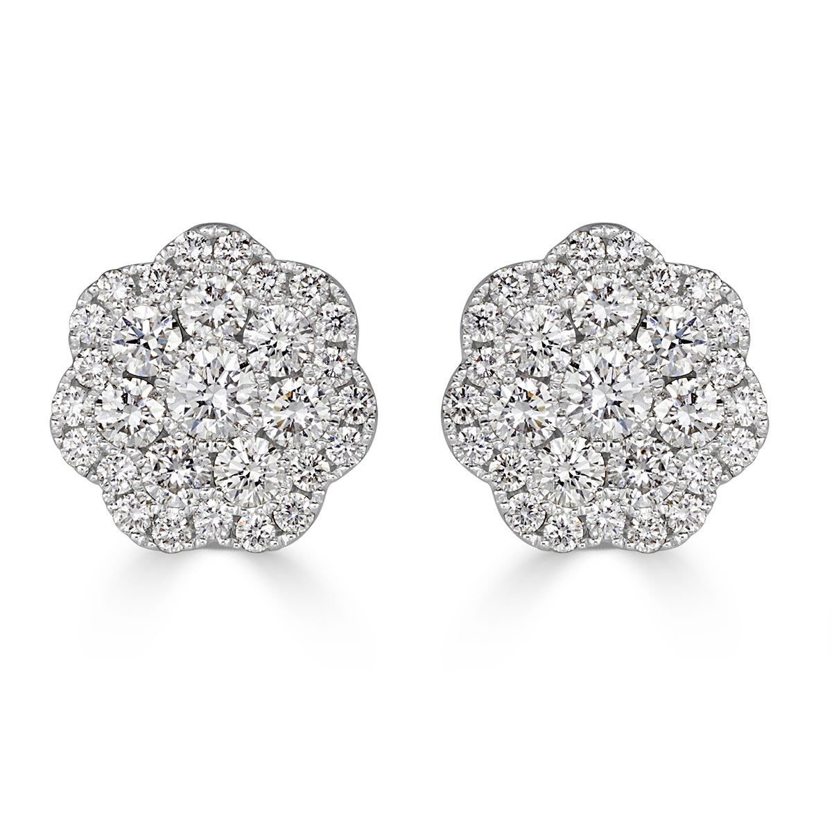 1.50ct Round Brilliant Cut Diamond Floral Halo Stud Earrings
