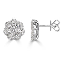1.50ct Round Brilliant Cut Diamond Floral Halo Stud Earrings