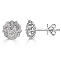 0.47ct Round Brilliant Cut Diamond Floral Stud Earrings