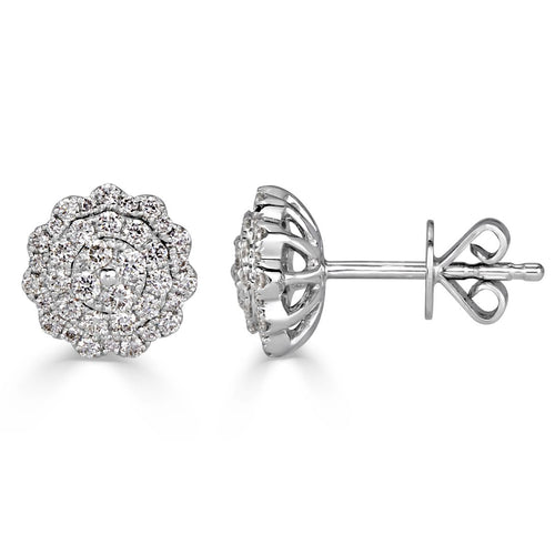 0.47ct Round Brilliant Cut Diamond Floral Stud Earrings