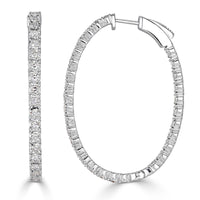 1.98ct Round Brilliant Cut Diamond Hoop Earrings