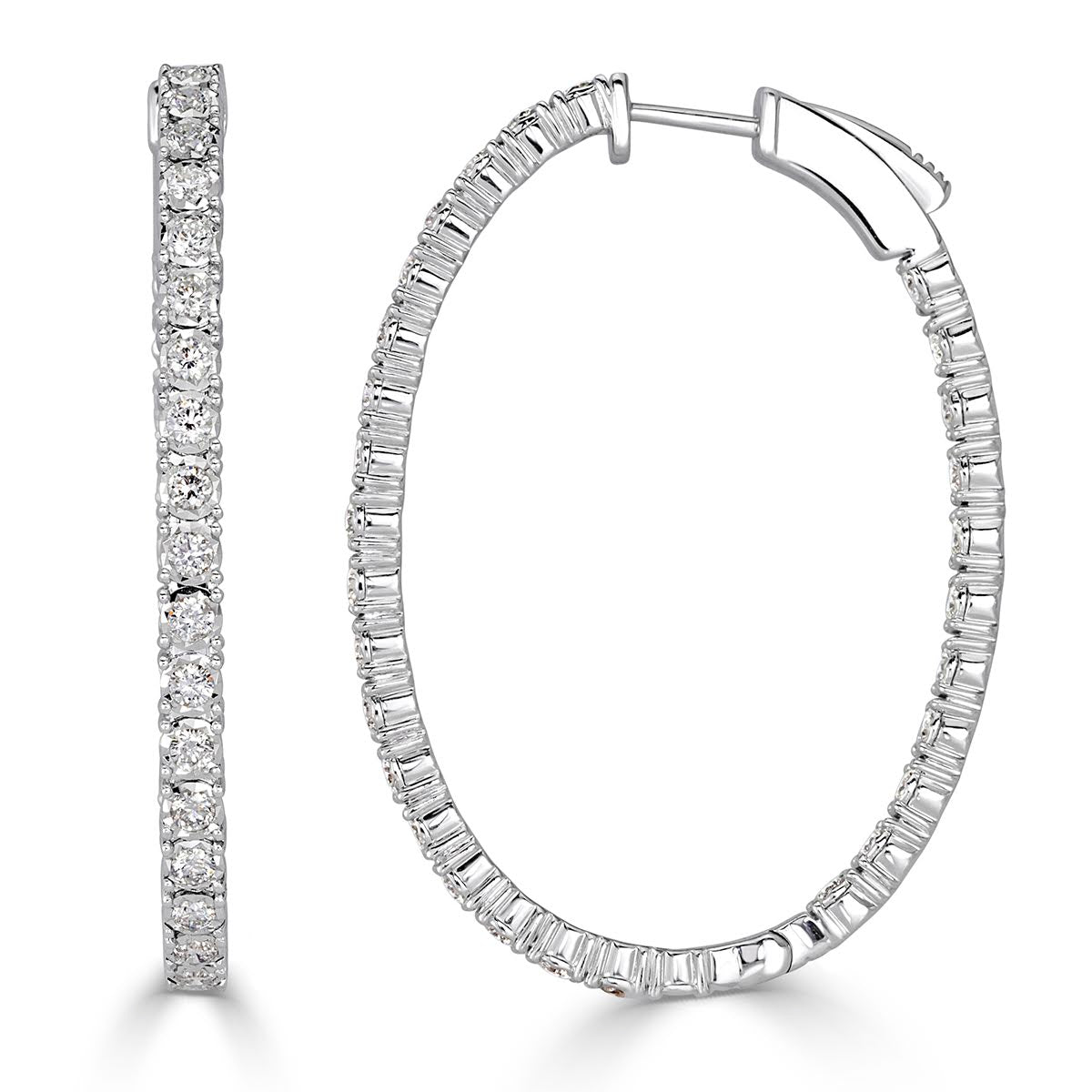 1.98ct Round Brilliant Cut Diamond Hoop Earrings