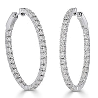 1.98ct Round Brilliant Cut Diamond Hoop Earrings