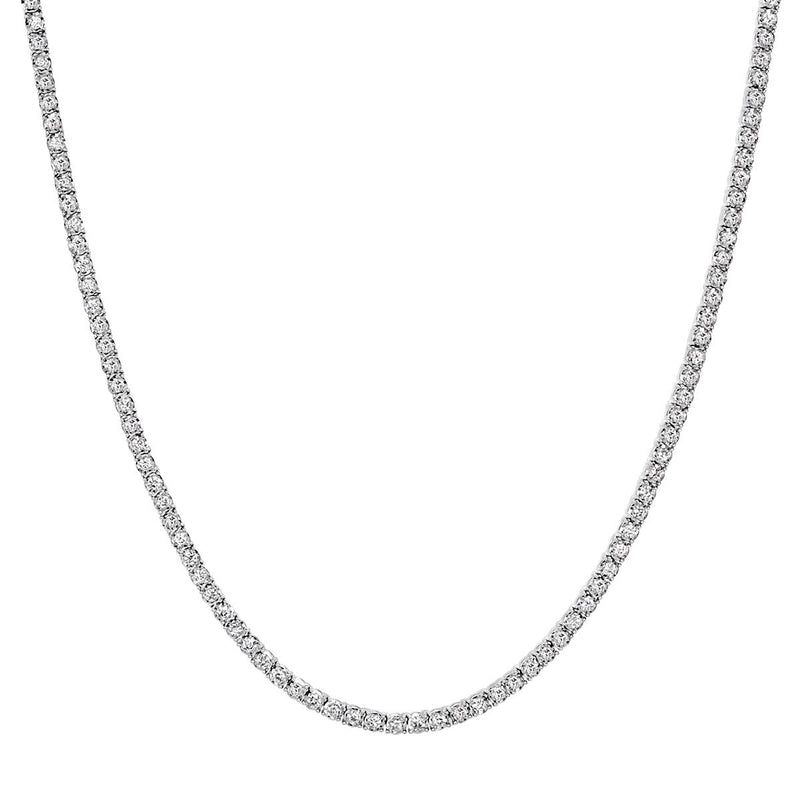 4.00ct Round Brilliant Cut Diamond Tennis Necklace in 14k White Gold in 16.5'