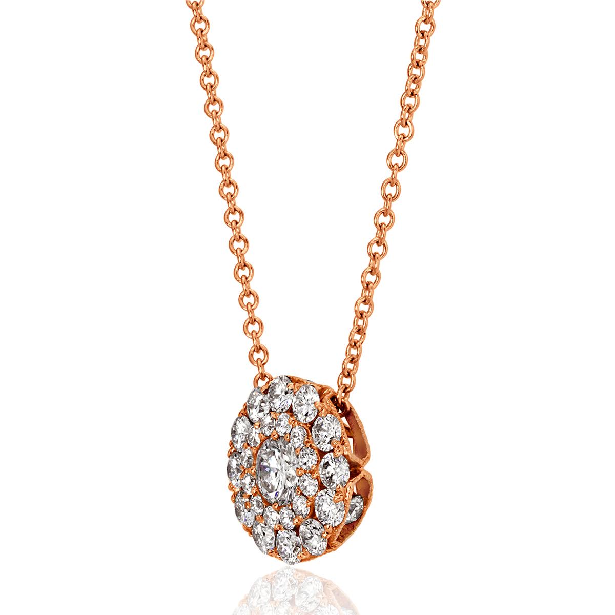 0.94ct Round Brilliant Cut Diamond Double Halo Pendant