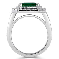 5.67ct Emerald and Diamond Double Halo Ring