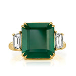 8.79ct Emerald and Diamond Three-Stone Ring