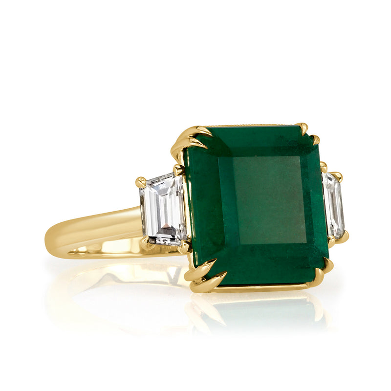 8.79ct Emerald and Diamond Three-Stone Ring