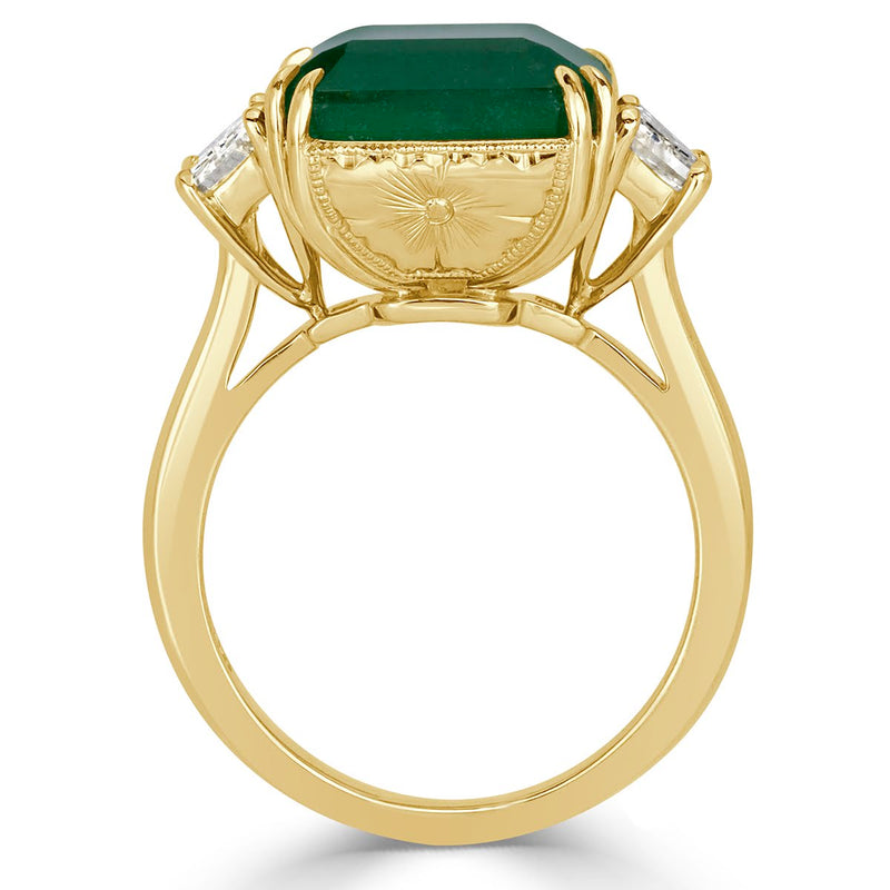 8.79ct Emerald and Diamond Three-Stone Ring