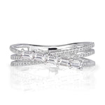 0.42ct Baguette and Round Brilliant Cut Diamond Band in 14k White Gold