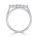 0.42ct Baguette and Round Brilliant Cut Diamond Band in 14k White Gold