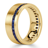 2.20ct Sapphire Men's Wedding Band in 18k Yellow Gold