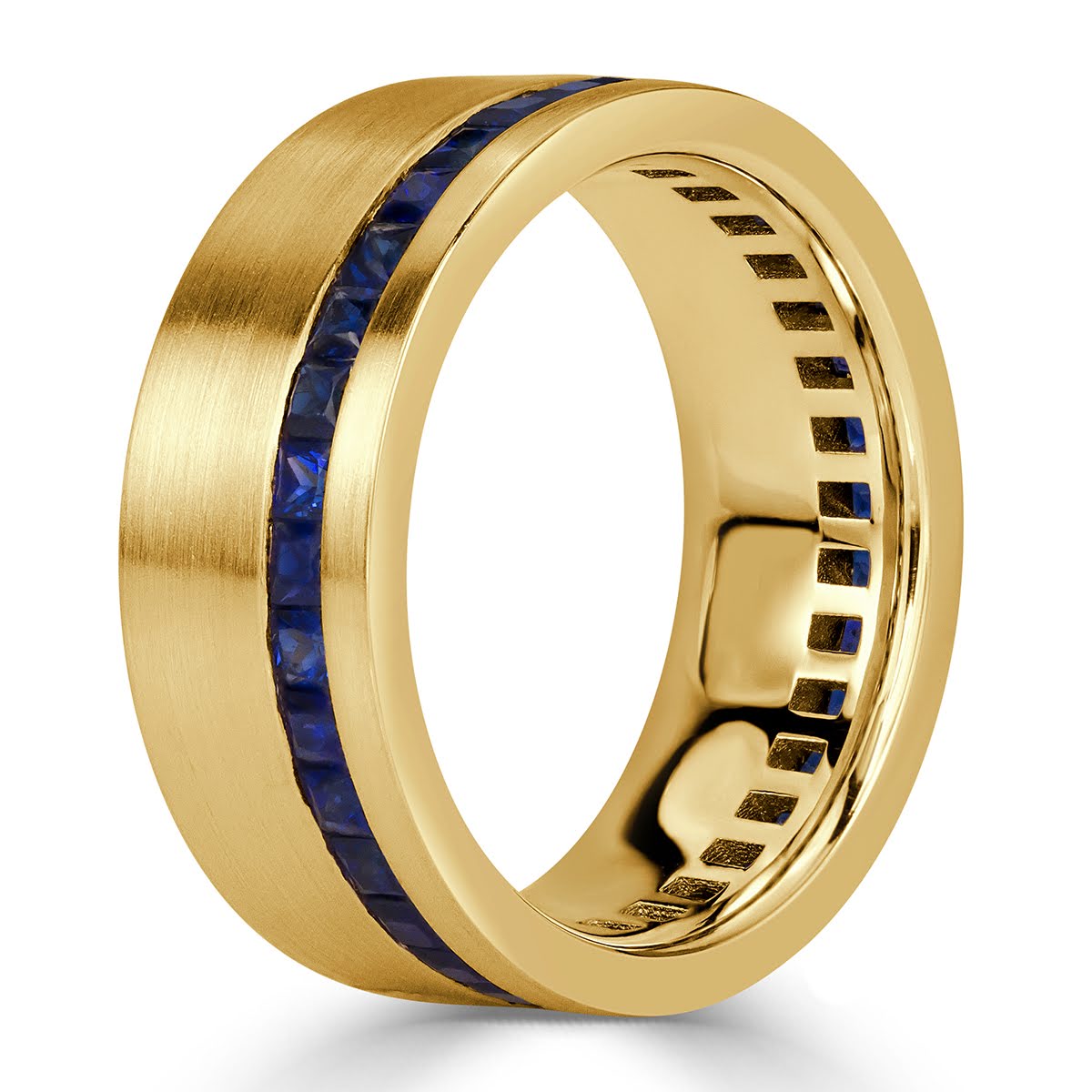2.20ct Sapphire Men's Wedding Band in 18k Yellow Gold