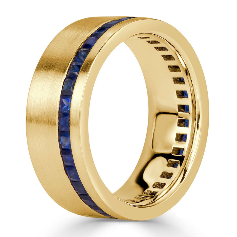 2.20ct Sapphire Men's Wedding Band in 18k Yellow Gold