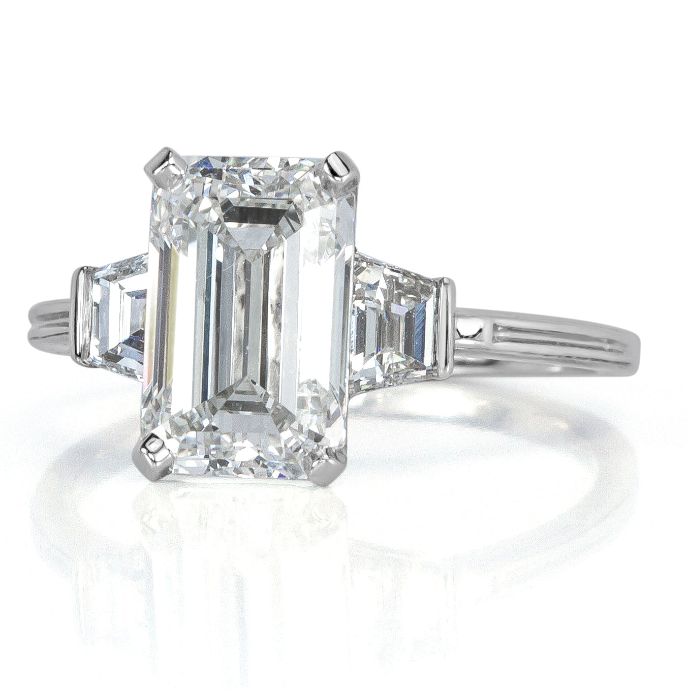 2.69ct Emerald Cut Diamond Three-Stone Engagement Ring