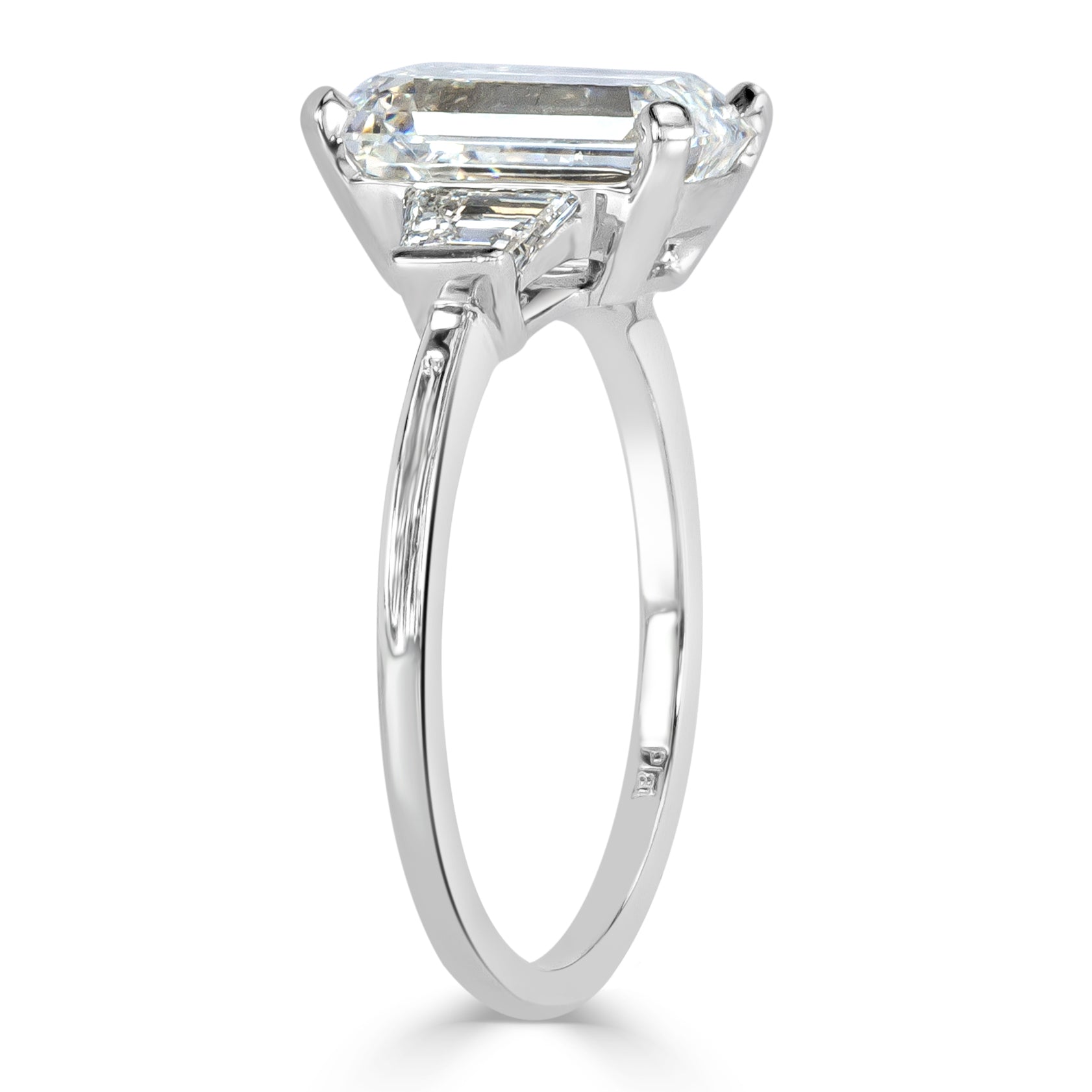 2.69ct Emerald Cut Diamond Three-Stone Engagement Ring
