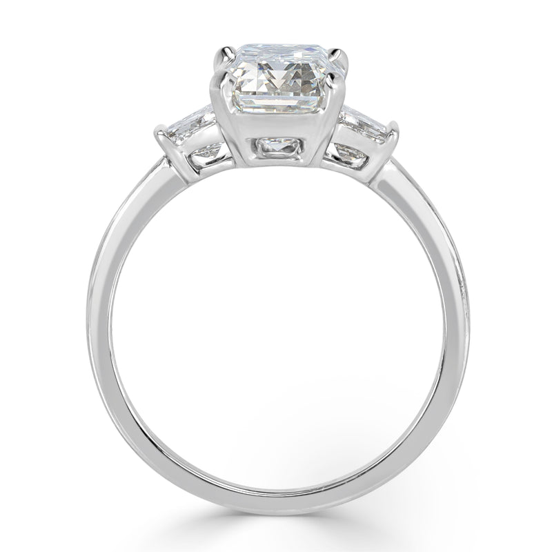 2.69ct Emerald Cut Diamond Three-Stone Engagement Ring