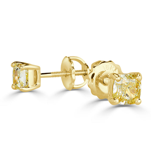 18KT Yellow and White Gold, 2.95Ct. Invisibly Set Princess Cut Diamond  Earrings For Sale at 1stDibs | princess cut diamond earrings gold,  invisible set diamond earrings, ryan hasla