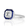 1.62ct Asscher Cut Diamond and Sapphire Engagement Ring