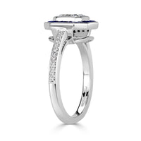 1.62ct Asscher Cut Diamond and Sapphire Engagement Ring