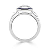 1.62ct Asscher Cut Diamond and Sapphire Engagement Ring