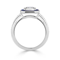 1.62ct Asscher Cut Diamond and Sapphire Engagement Ring