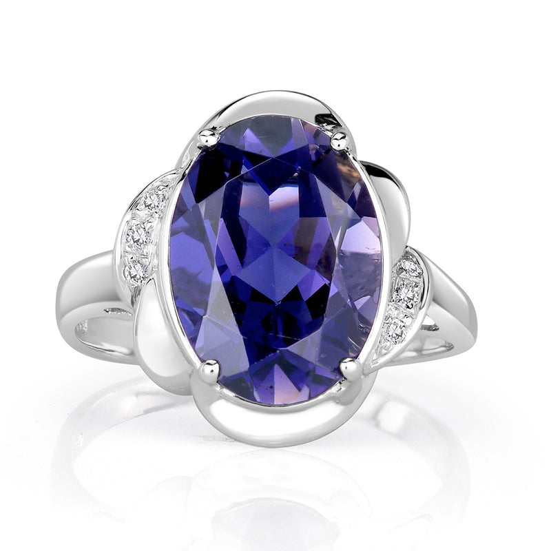 4.87ct Oval Cut Violet Jolite and Diamond Ring