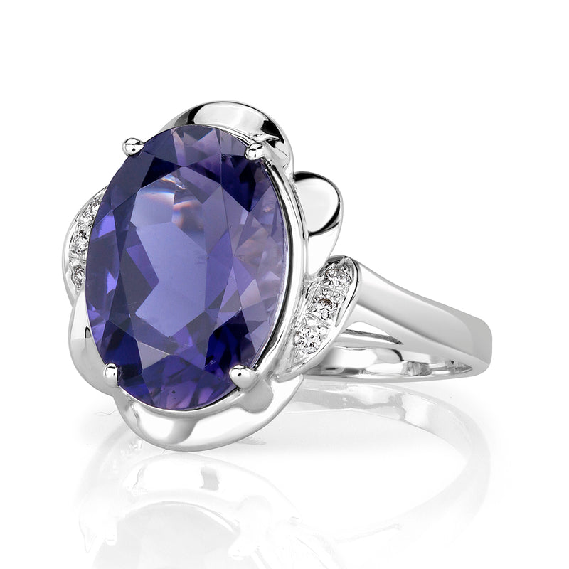 4.87ct Oval Cut Violet Lolite and Diamond Ring