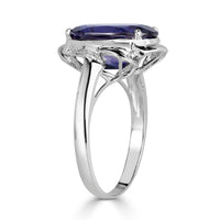 4.87ct Oval Cut Violet Lolite and Diamond Ring