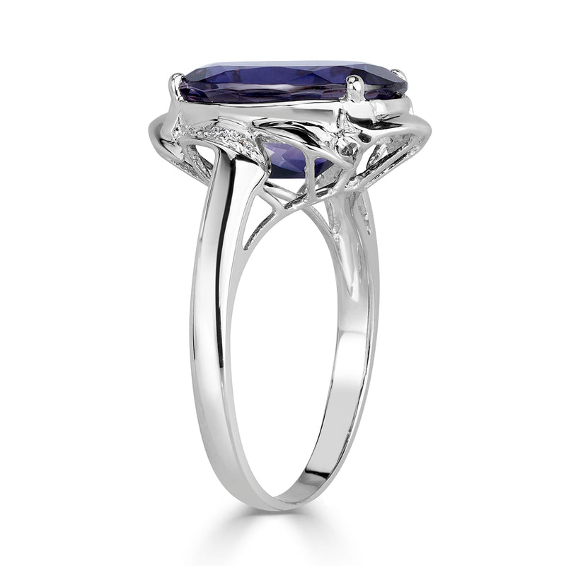 4.87ct Oval Cut Violet Lolite and Diamond Ring