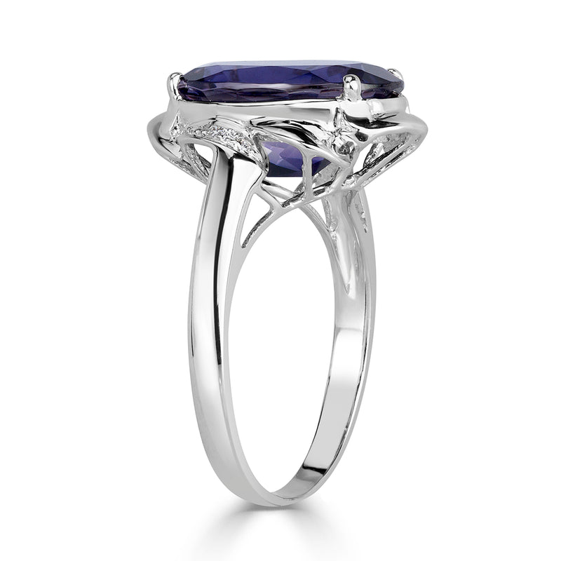 4.87ct Oval Cut Violet Jolite and Diamond Ring