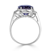 4.87ct Oval Cut Violet Lolite and Diamond Ring