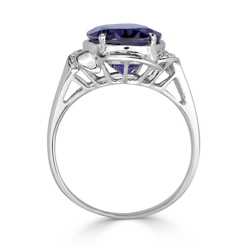 4.87ct Oval Cut Violet Jolite and Diamond Ring