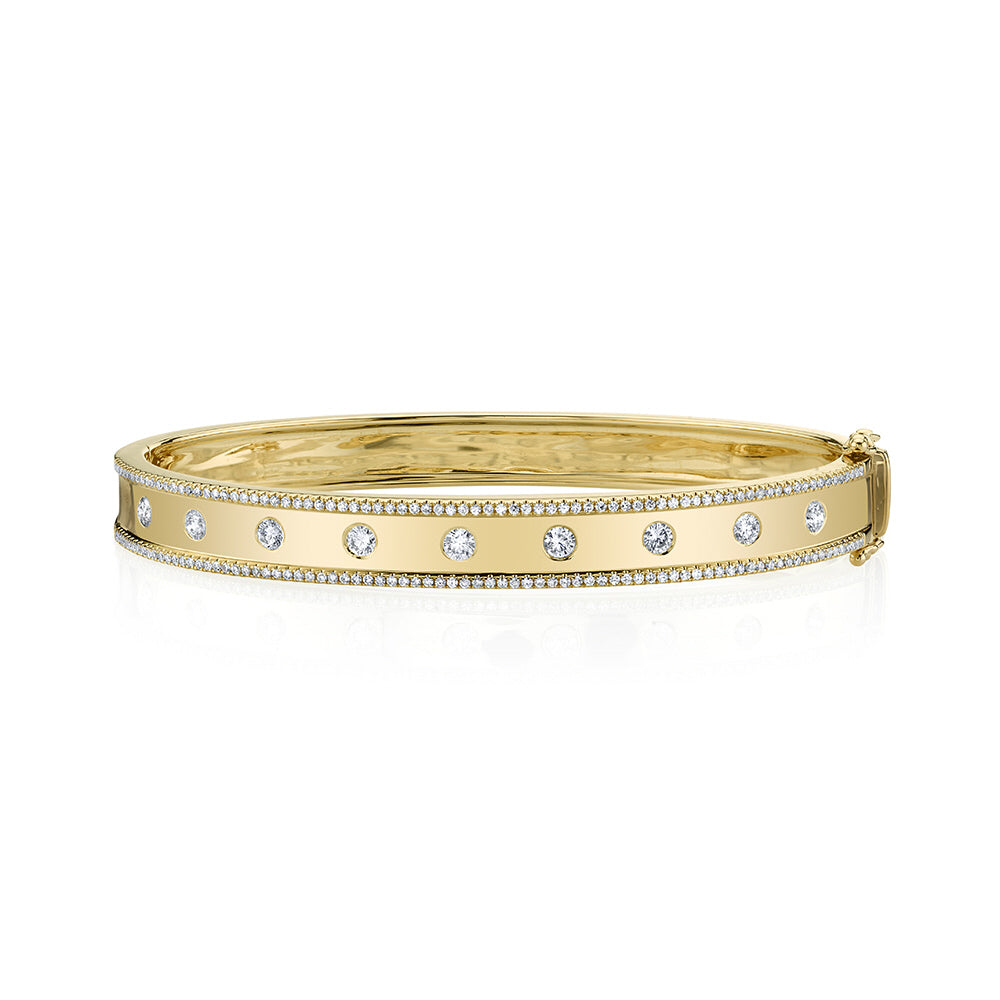 0.97ct Round Brilliant Cut Diamond Bangle in 14k Yellow Gold